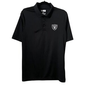 NFL Las Vegas Raiders Polo Shirt Mens Small Black Team Apparel Football Sports
